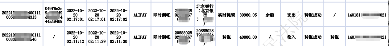 支付宝流水：第一笔转账4万元